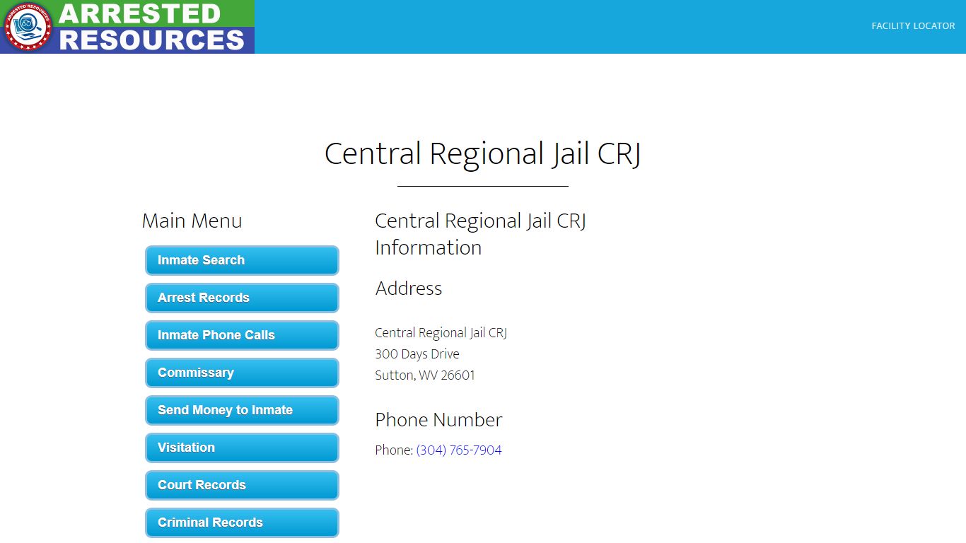 Central Regional Jail CRJ - Inmate Search - Sutton, WV