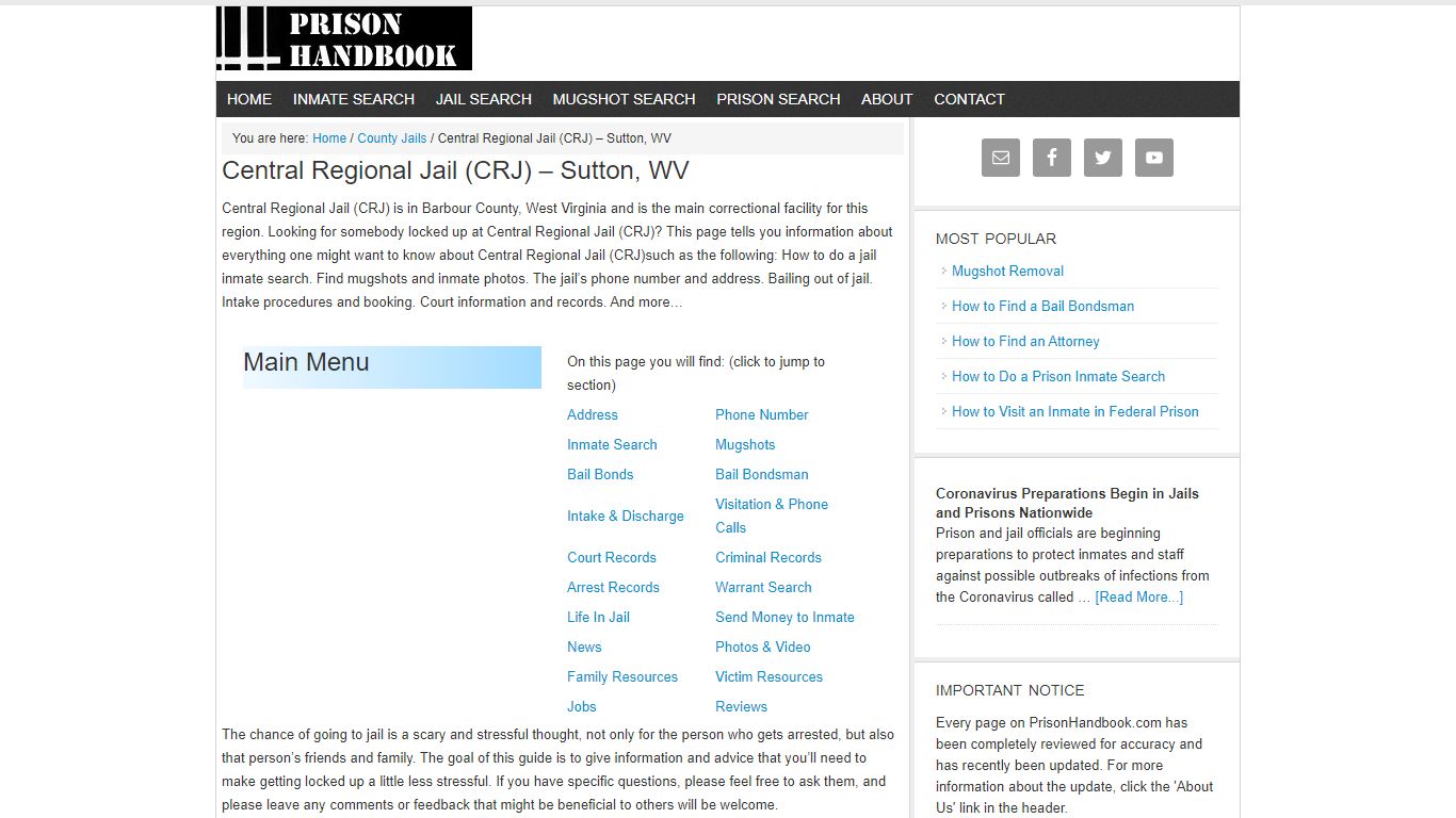 Central Regional Jail (CRJ) – Sutton, WV
